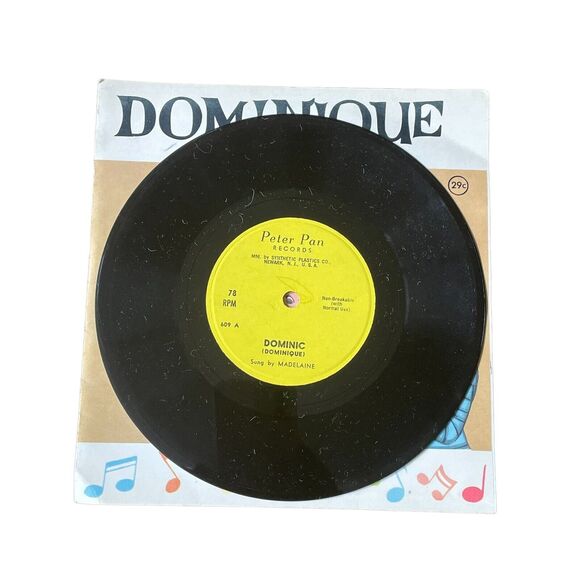 Vintage Vinyl Records Nursery Daycare Playroom Gift 78 RPM Dominique Peter Pan - Picture 2 of 4